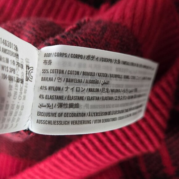 NWT Rare Abercrombie Cardigan Sweater M Red Black Plaid Knit Button Front Preppy - Picture 10 of 14